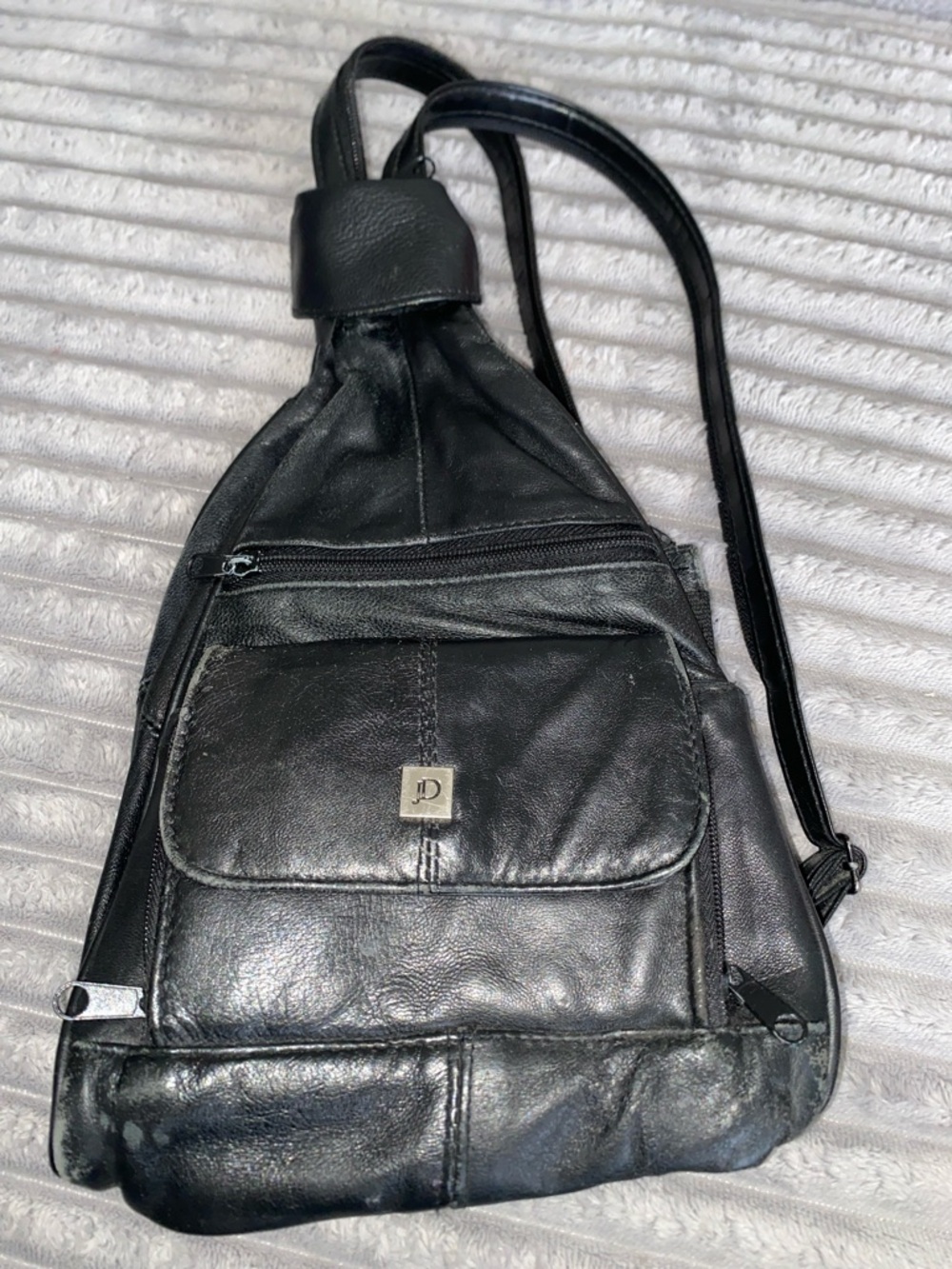 Y2K JAY DONY BLACK LEATHER PURSE BACKPACK